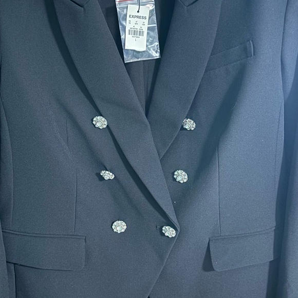 Express Black Blazer Tailored Fit Notched Lapels - Picture 4 of 4